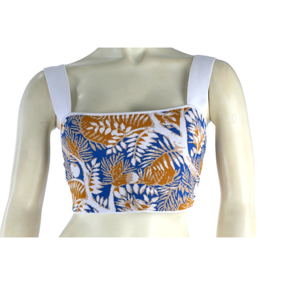 STAUD Leaf Print Knit Cropped Top Size S - Picture 1 of 8